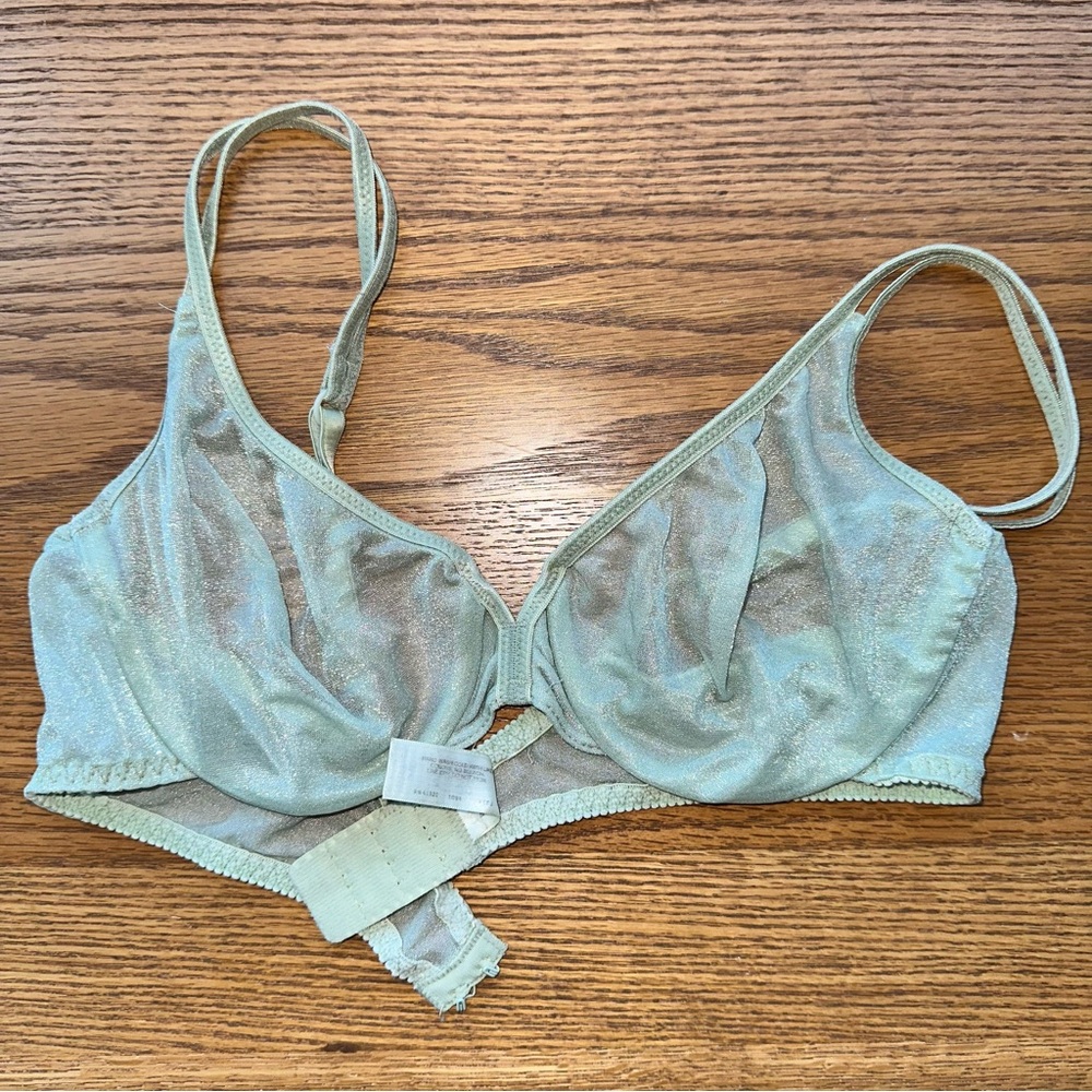 Victoria’s Secret Elegant Sheer Bra in Light Green 34C vintage